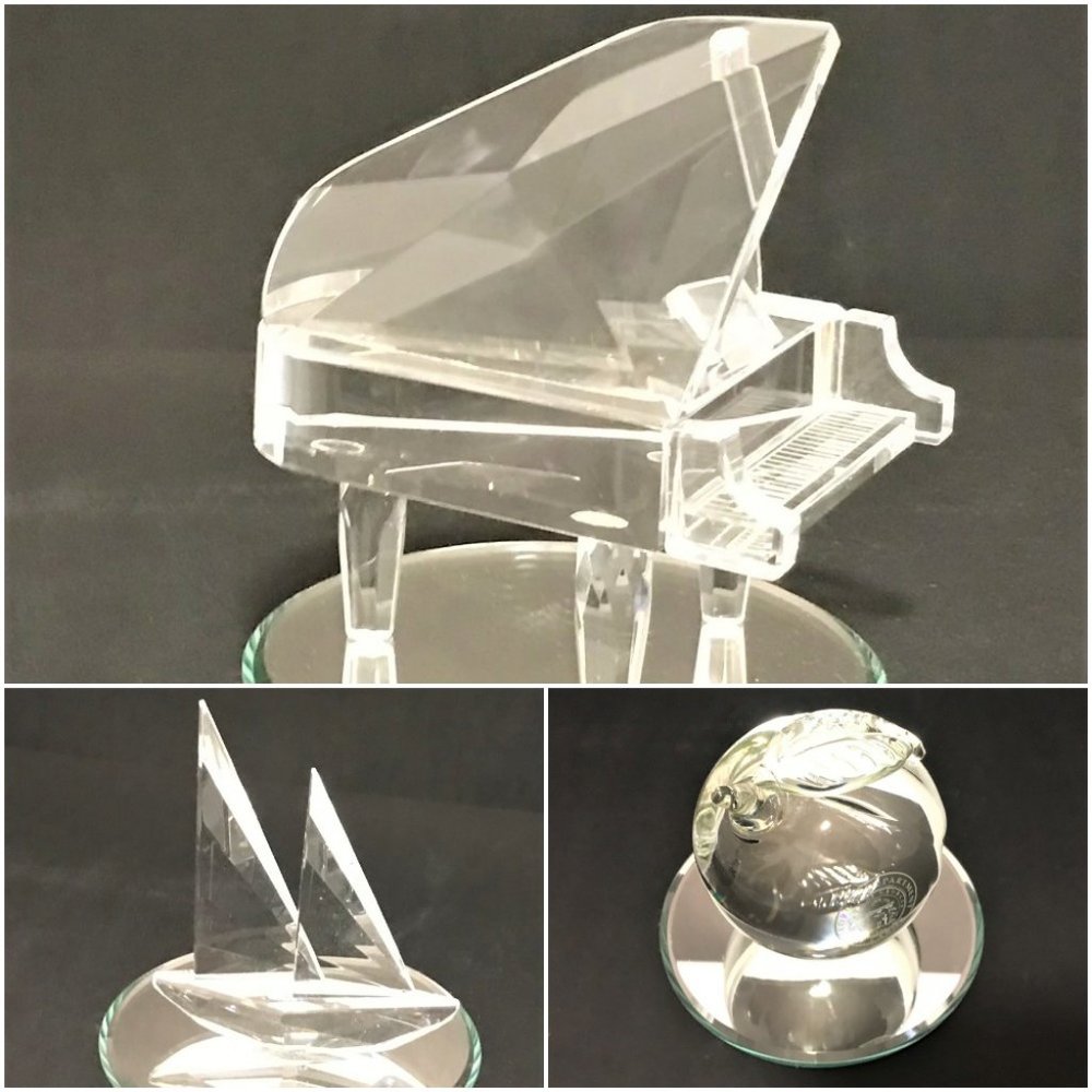 Collectible Crystal pieces for display~Apple~Piano~Sailboat~like New